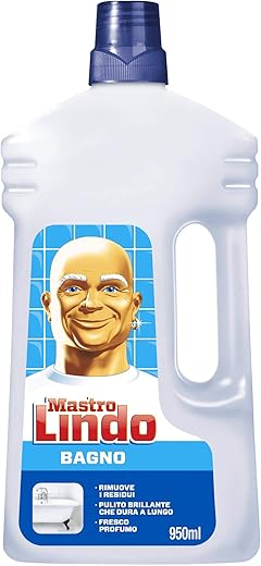 Mastro Lindo Universale Detergente Multisuperficie Diluito Bagno 950ml, Rimuove Sporco, Grasso e Impurità Fino Al 100%