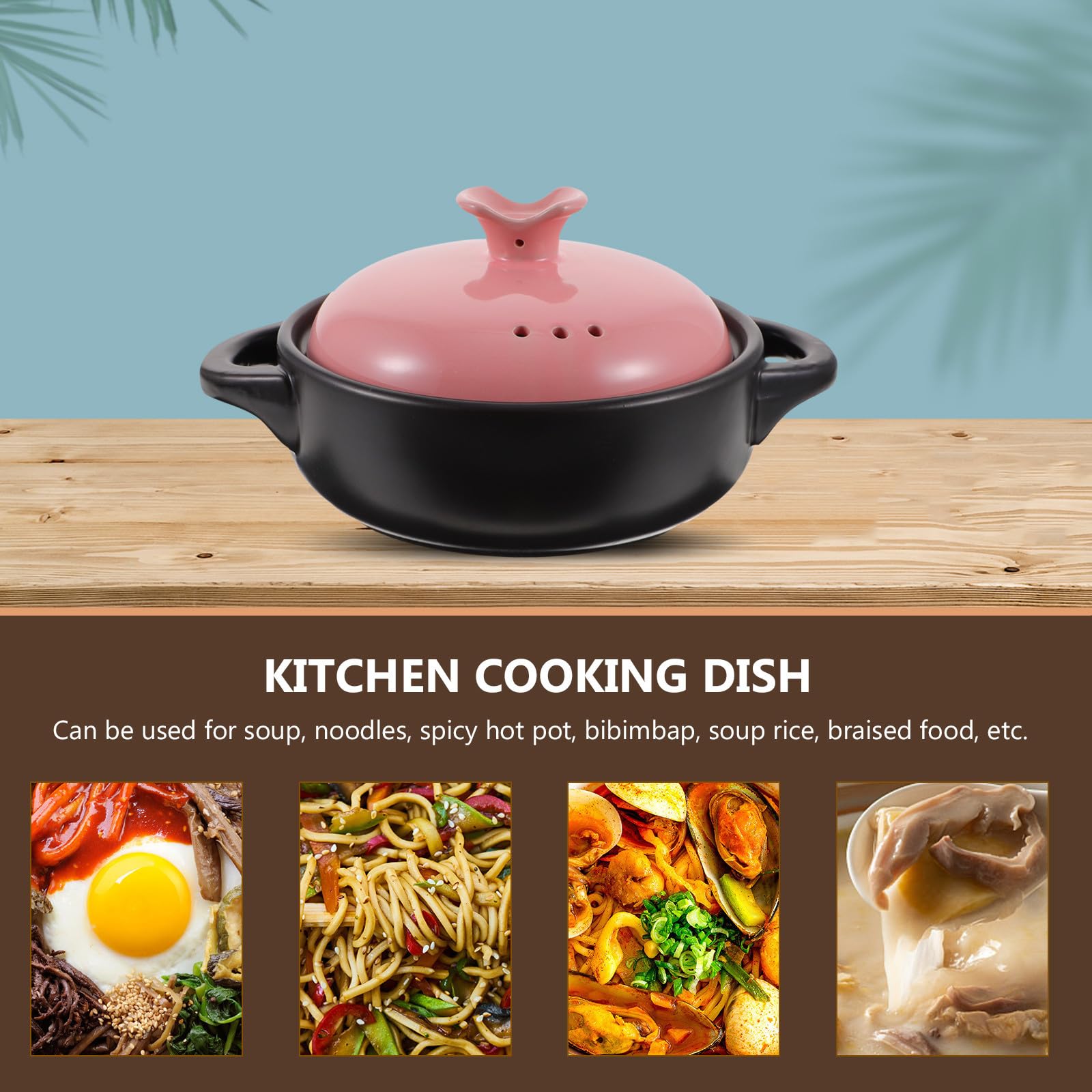 Casseruola in Ceramica Rosa da 1800ml per Zuppa e Riso