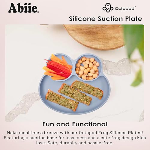 Miniatura 2 de Abiie Octopod Frog - Platos de silicona con succión, a prueba de derrames, fáciles de limpiar, tazón sin BPA, placas de succión para bebés y niños