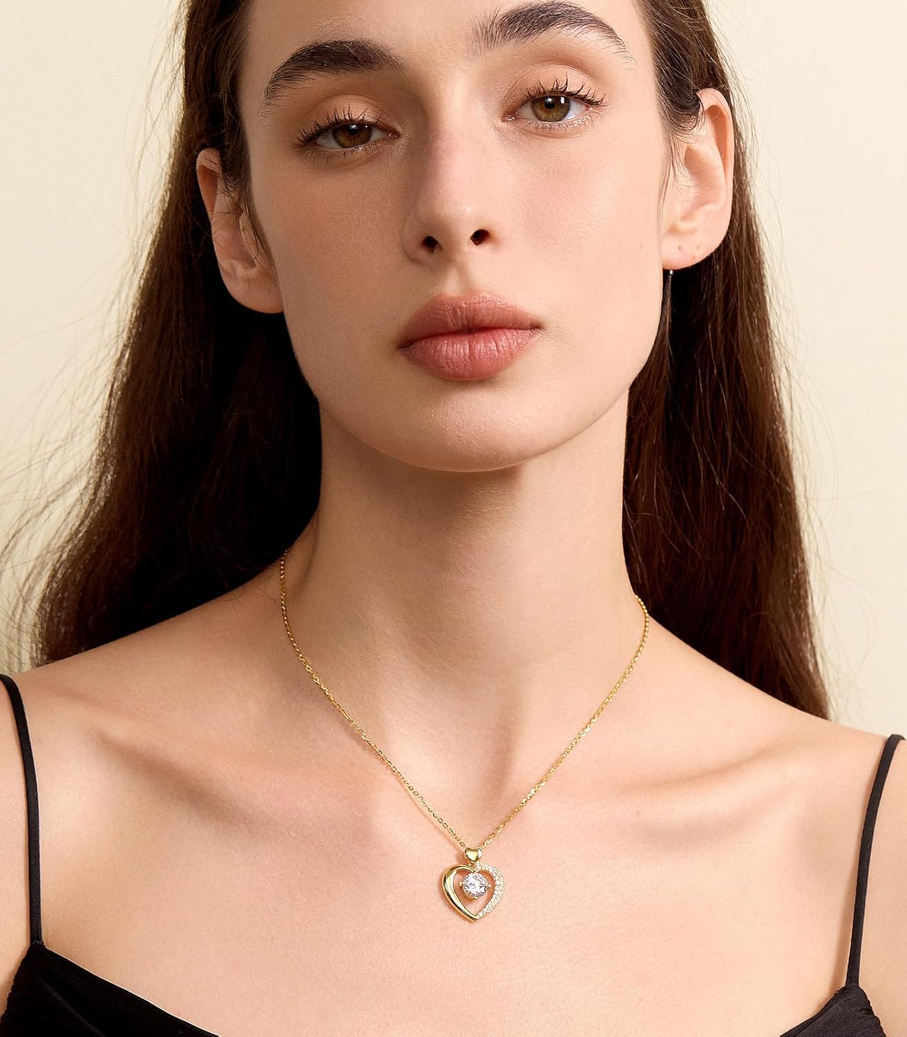 Beam & Bask Moissanite Heart Pendant Necklaces for Women, Engraved with LOVE, Sterling Silver Plated with 18K Gold, Anniversary and Birthday Jewelry for Wife, Girlfriend, Mom, or Her - Image 9