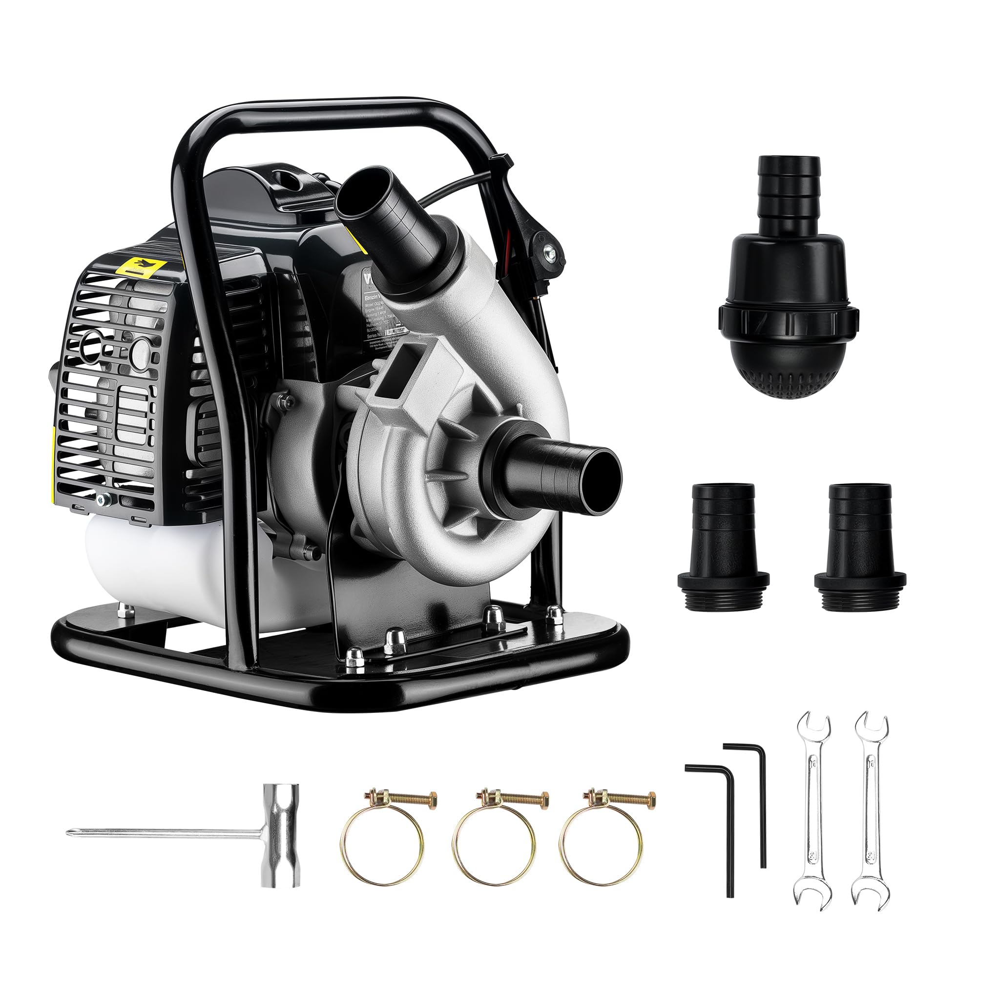 Wiltec Dark Grey Petrol Water Pump 1.4 Kw 400 L/Min, 2-Stroke Engine For Garden Irrigation And Lawn Watering, Portable Device, Flexible Placement