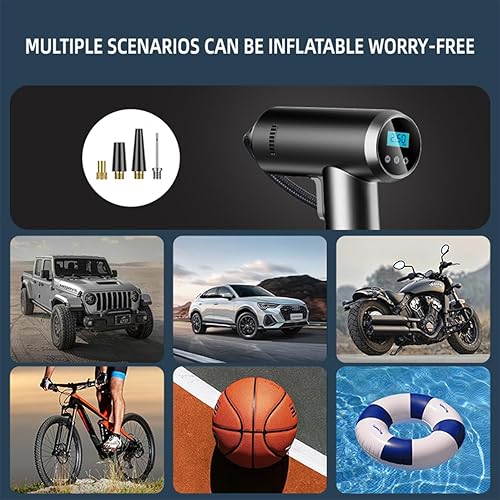 Miniatura 7 de Cordless Tire Inflator Portable Air Compressor, 150 PSI Handheld Rechargeable Electric Tire Air Pump with Smart Digital Pressure Gauge, LED Light,