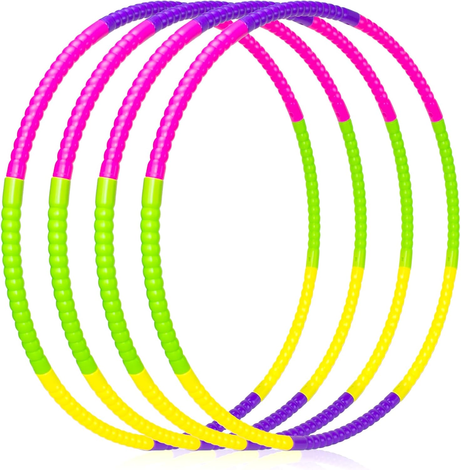 Exercise Hoops for Kids, 8 Pack Detachable & Size Adjustable Toy Color Hoop Rings for Outdoor Gymnastic Dog Agility Equipment Sports Party Games