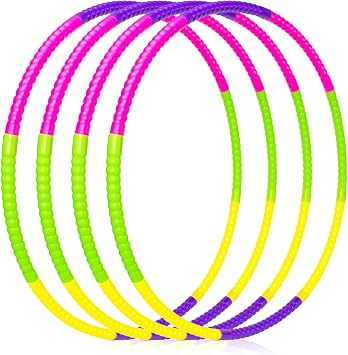 Exercise Hoops for Kids, 8 Pack Detachable & Size Adjustable Toy Color Hoop Rings for Outdoor Gymnastic Dog Agility Equipment Sports Party Games