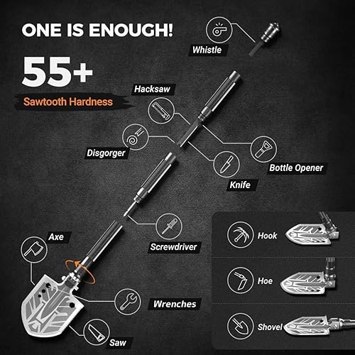 Miniatura 3 de Sahara Sailor Unbreakable Tactical Shovel-180 Degree Folding Shovel-Camping Shovels - 23 in 1 Survival Gear and Equipment Multifunctional Camping