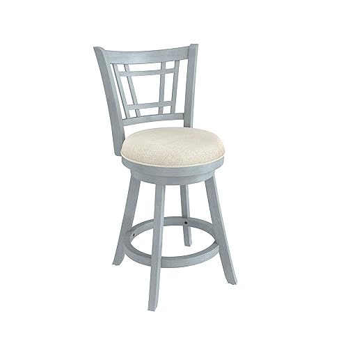 Hillsdale Fairfox 24.5" Wood Swivel Counter Height Stool, Blue Wire