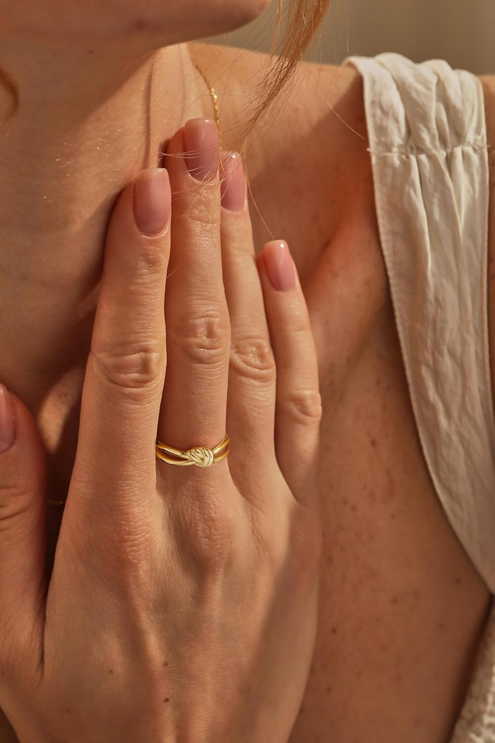 14K Gold Rings for Women, Dainty Knot Stackable Bands, Non Tarnish Fashion Jewelry, Size 4-11