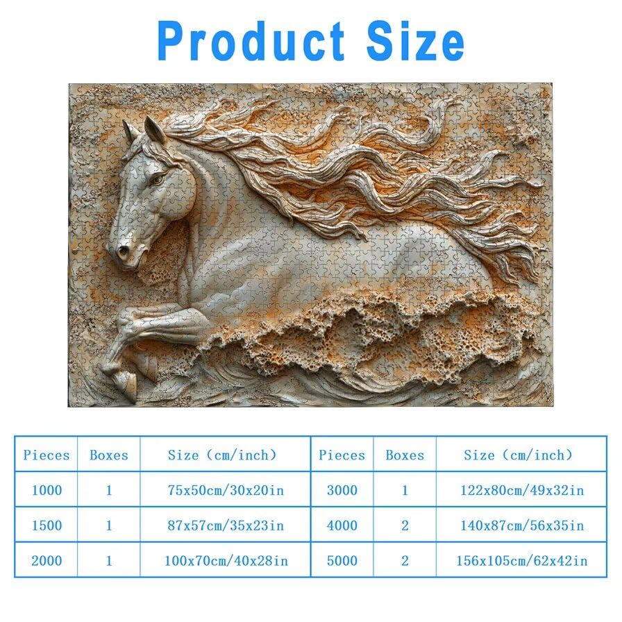 Puzzle 1500 Piezas, Puzzle Caballo con Caja Regalo, Animal Puzzles 1500 Piezas Adultos, Medidas: 87 x 57 cm, Rompecabezas Adultos de Madera, Rompecabezas para Decoración Hogar, Regalo Mujer, -6770