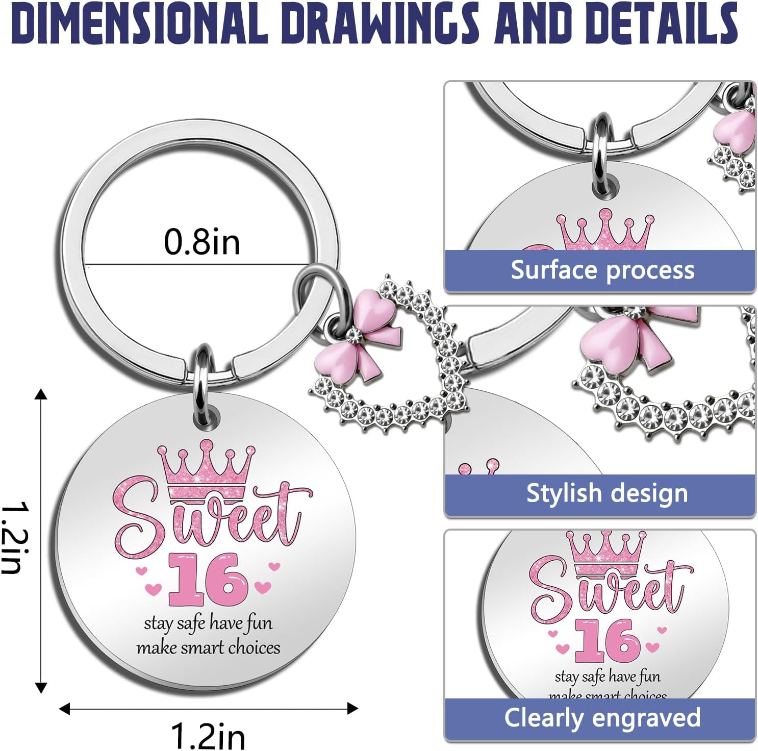 Sweet 16 Birthday Gifts for Girls Sweet 16 Keychain for Teen Girls | 16th Birthday Gifts for Girls Sweet Sixteen Gifts for Teen Girls Sweet Sixteen Birthday Gifts for Sister Daughter Niece