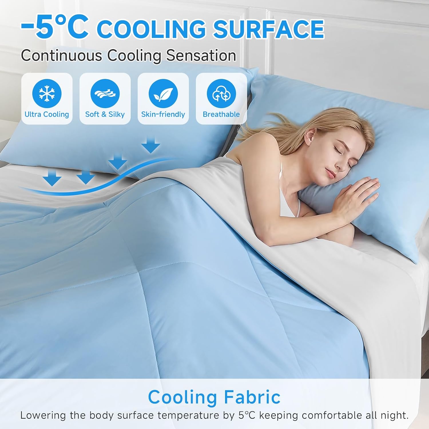  Cooling Comforter Twin Size, Purple Summer Cooling Blanket for Hot Sleepers and Night Sweats, Japanese Double-Sided Cold Tech Fabric Q-Max 0.45, Soft Breathable Silky Smooth Lightweight thumbnail
