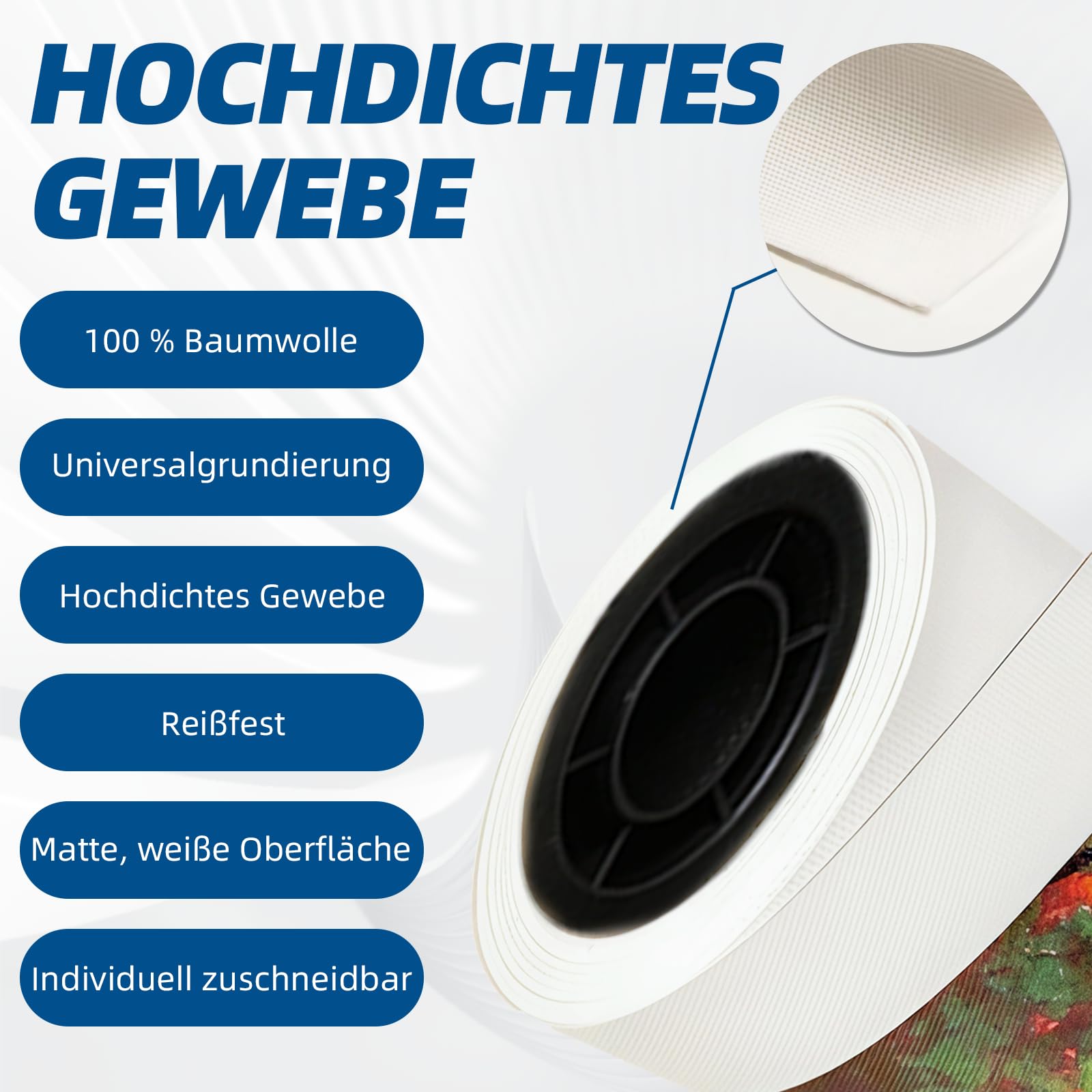 Leinwandrolle aus Reiner Baumwolle, 280 g/m², schwere Leinwand für hochauflösenden Farbdruck, geeignet für Acryl-, Öl- und Tintenstrahlmalerei. (76 cm * 10 m)