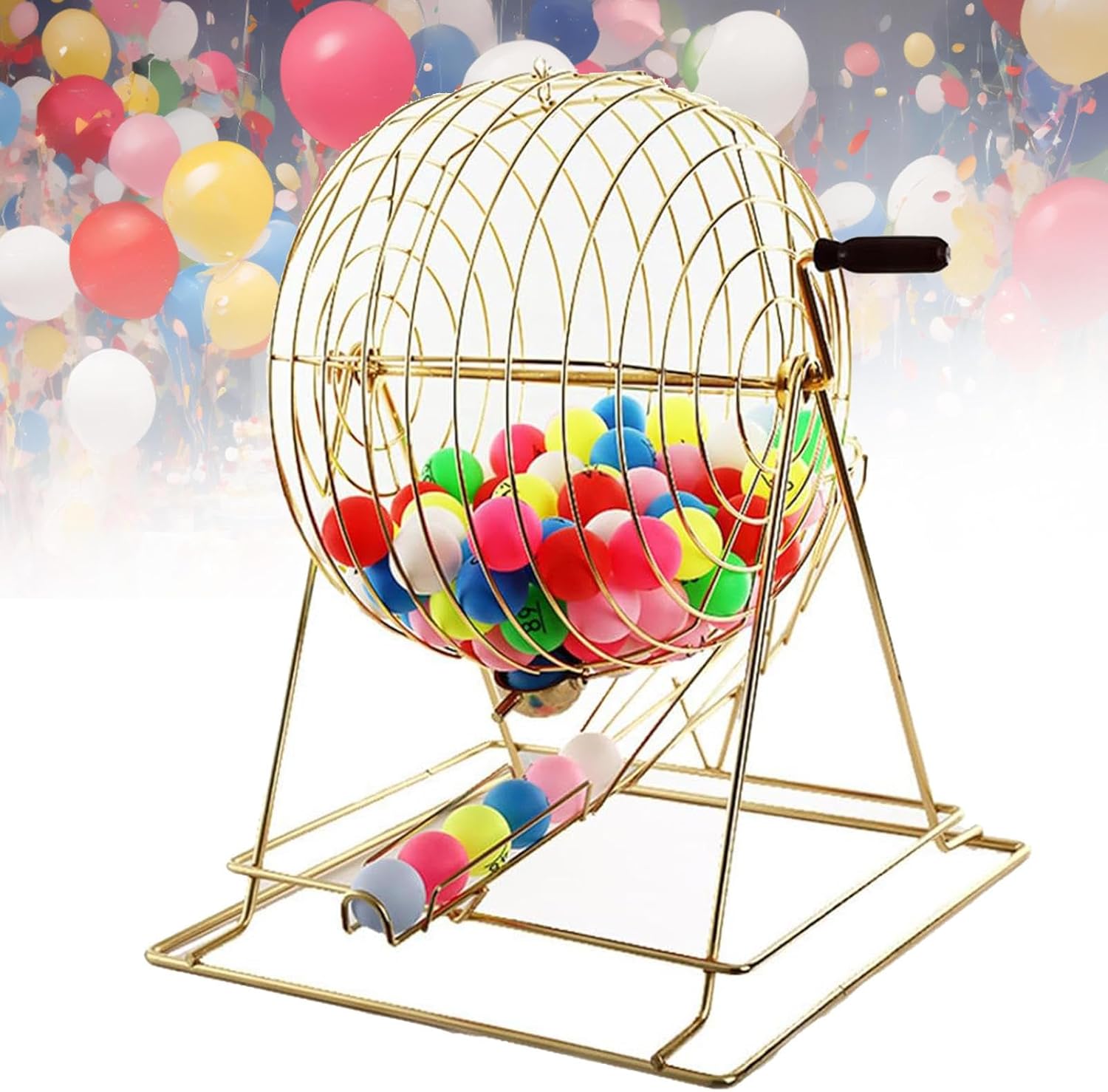 Lottery Drawing Machine, Deluxe Bingo Game Set with 100 Colorballs, Metal Lottery Machine, Manual Two-Color Ball Number Selector for Gatherings, Parties