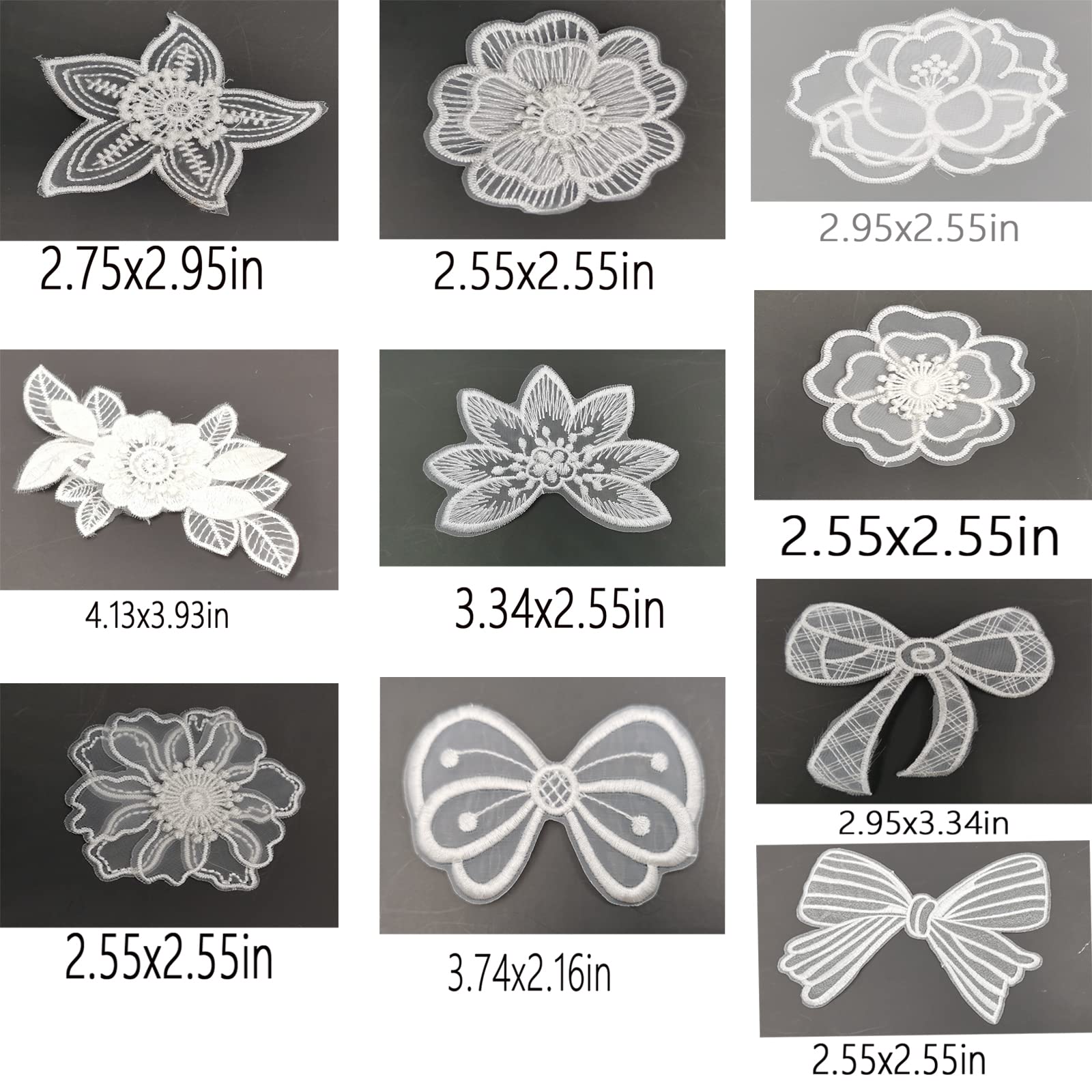 20 Pièces Applique de Broderie en Dentelle Blanche,Patch de 20 Pièces Applique de Broderie en Dentelle Blanche,Patch de