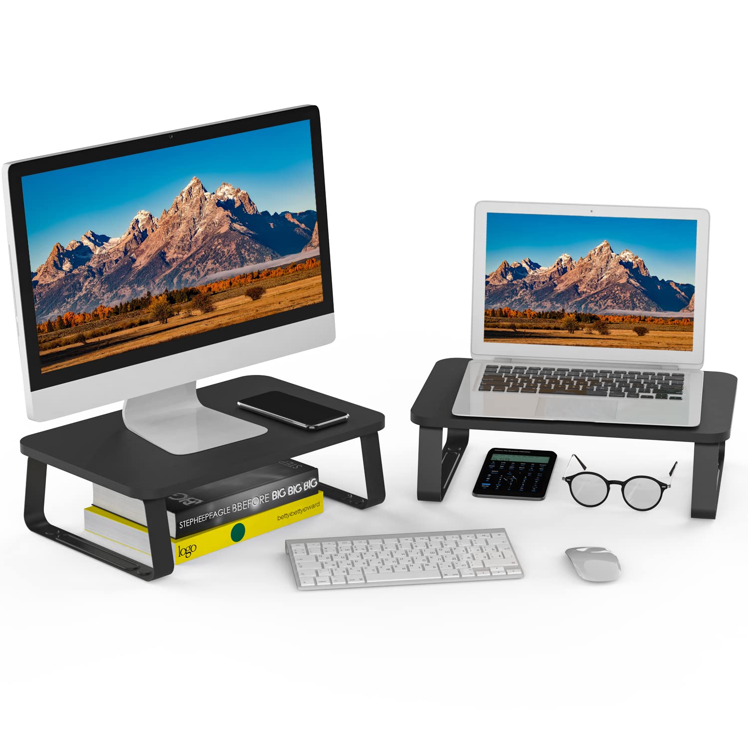 Buy Dual Monitor Stand, Particle Board Stand Riser For 2 Monitors, 16