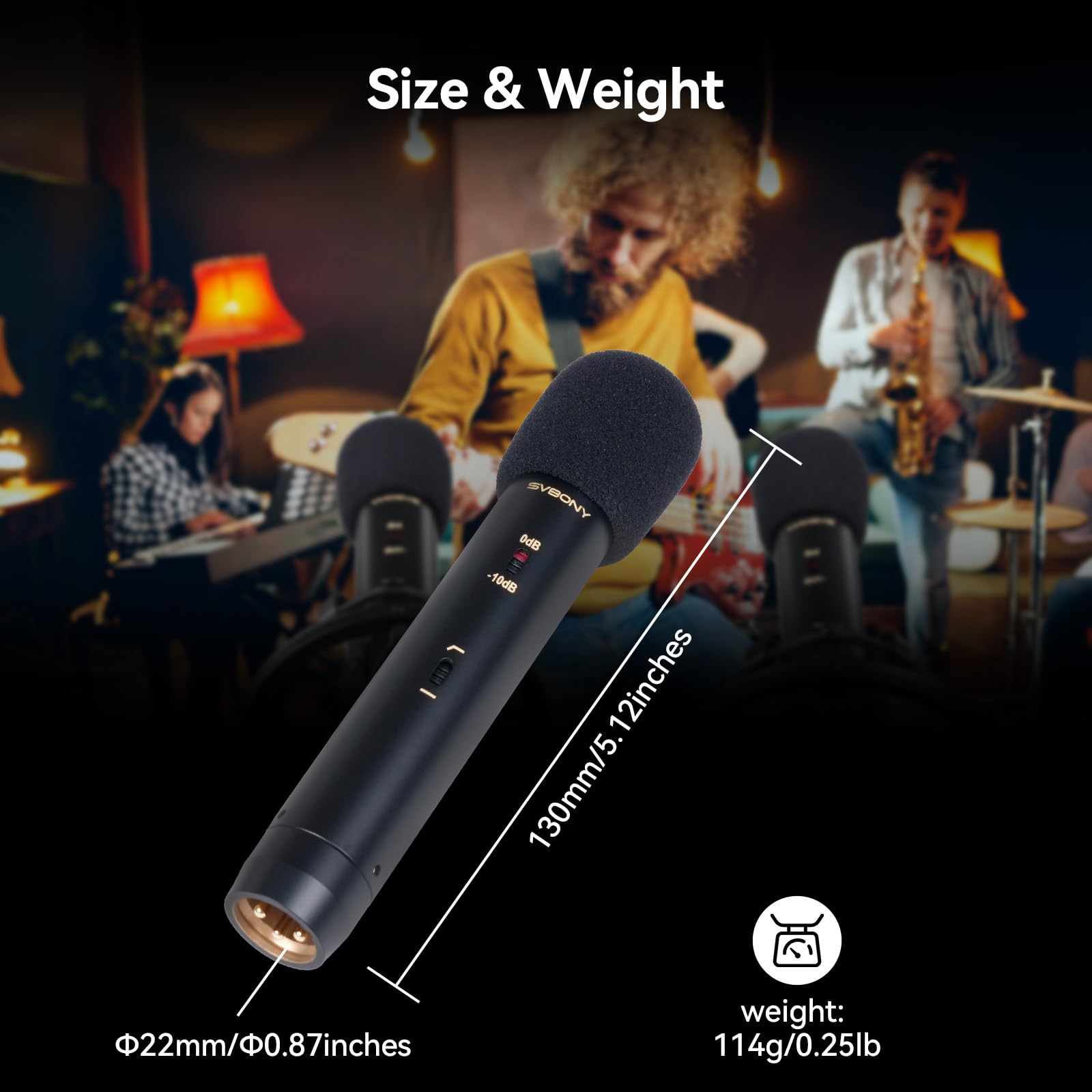 SVBONY Svmic M1 Dynamisches Instrumentenmikrofon für Tonaufnahme | professionelles Stereo-Kondensator-Mikrofon-Kit mit 10dB Dämpfung, 100Hz Tiefpassfilter&78dB SNR mit Shock Mountfür Aufnahmen