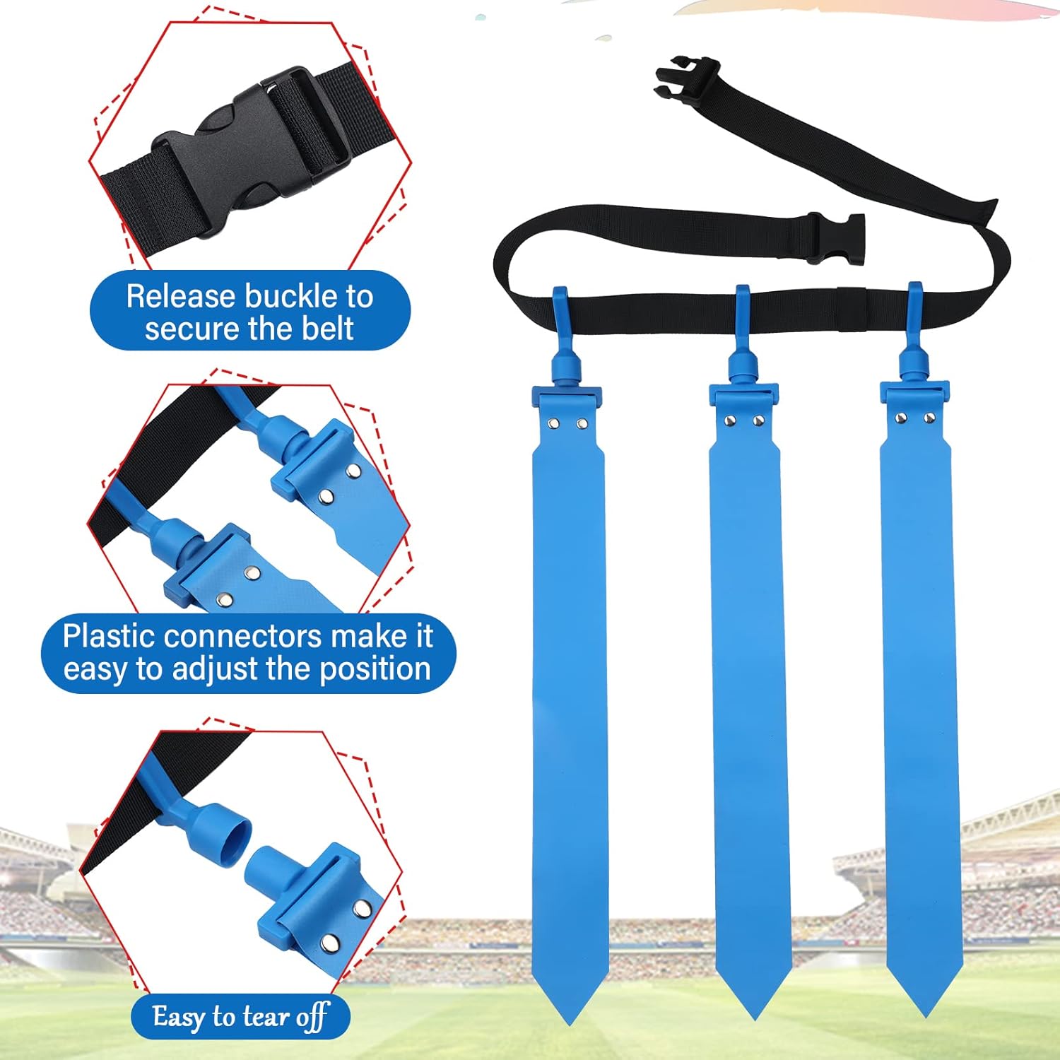 Junkin 6/8/10 Players Flag Football Sets Adjustable Football Belts and Flags for Youths Teens Kids Adults Players Sports Team - Image 6