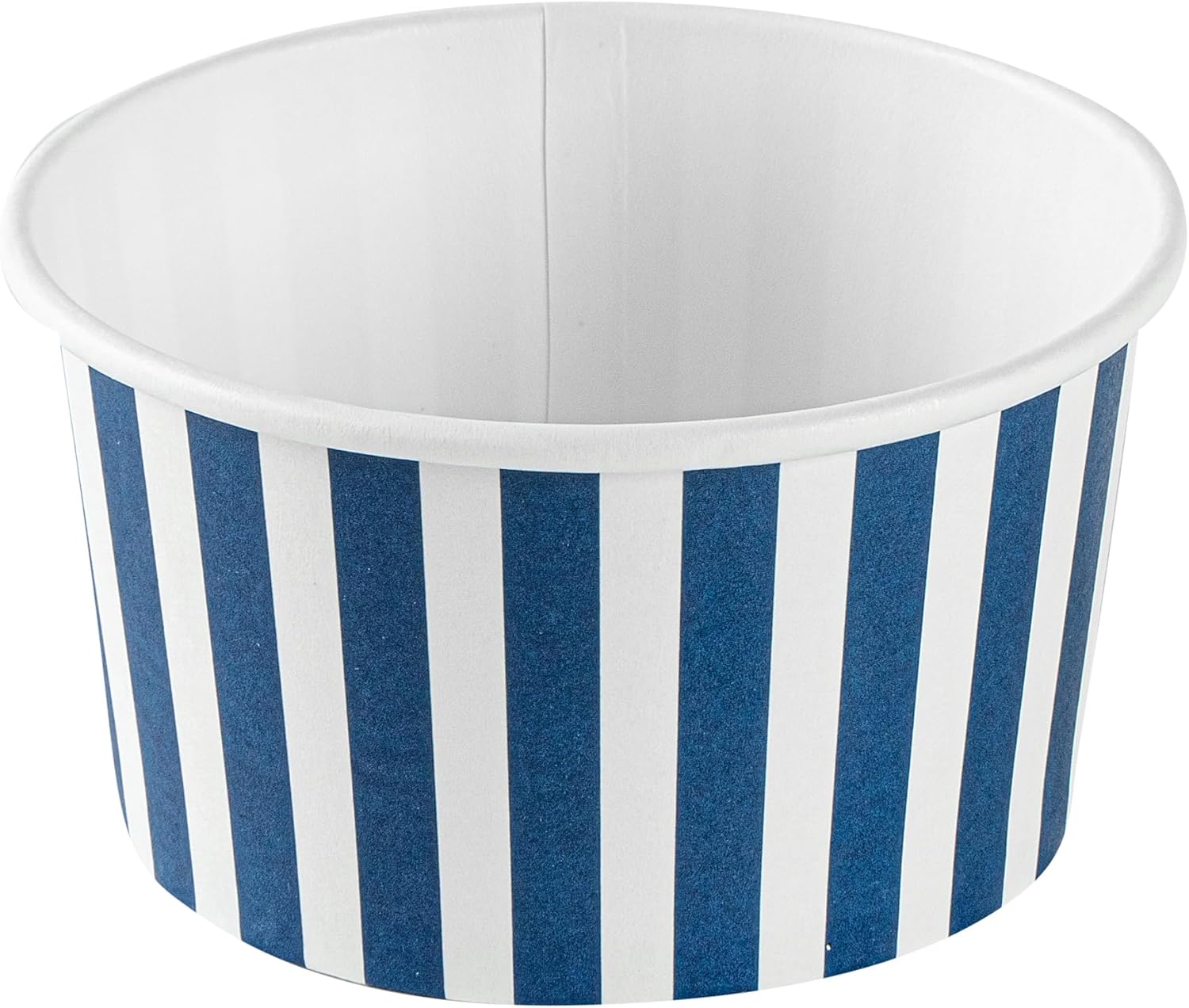 Restaurantware Coppetta 8 Ounce Dessert Cups, 200 Disposable Ice Cream Cups - Lids Sold Separately, Sturdy, Blue And White Paper FroYo Bowls, Striped, For Hot And Cold Foods, Perfect For Gelato