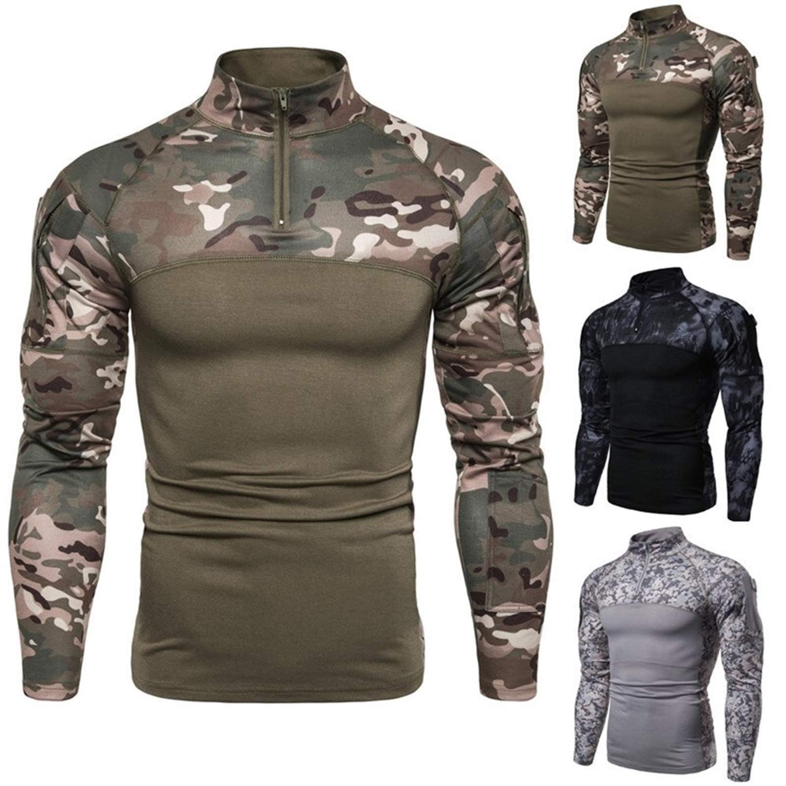 Męska outdoorowa taktyczna wojskowa koszula z długim rękawem szybkoschnąca koszula kamuflażowa walka wędkarstwo trekking wspinaczka armia T-shirt odzież kamizelka (kolor: Szary 2, rozmiar: M.)