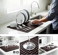 Vista 4 de MicoYang - Alfombrilla de silicona para secado de platos para múltiples usos, fácil de limpiar, ecológica, resistente al calor, para encimera de Café