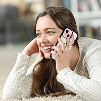 Vista 107 de UEEBAI Funda tipo cartera para iPhone 15 Pro Max con tarjetero, cubierta de cuero PU con soporte, bloqueo RFID, doble cierre magnético, relieve