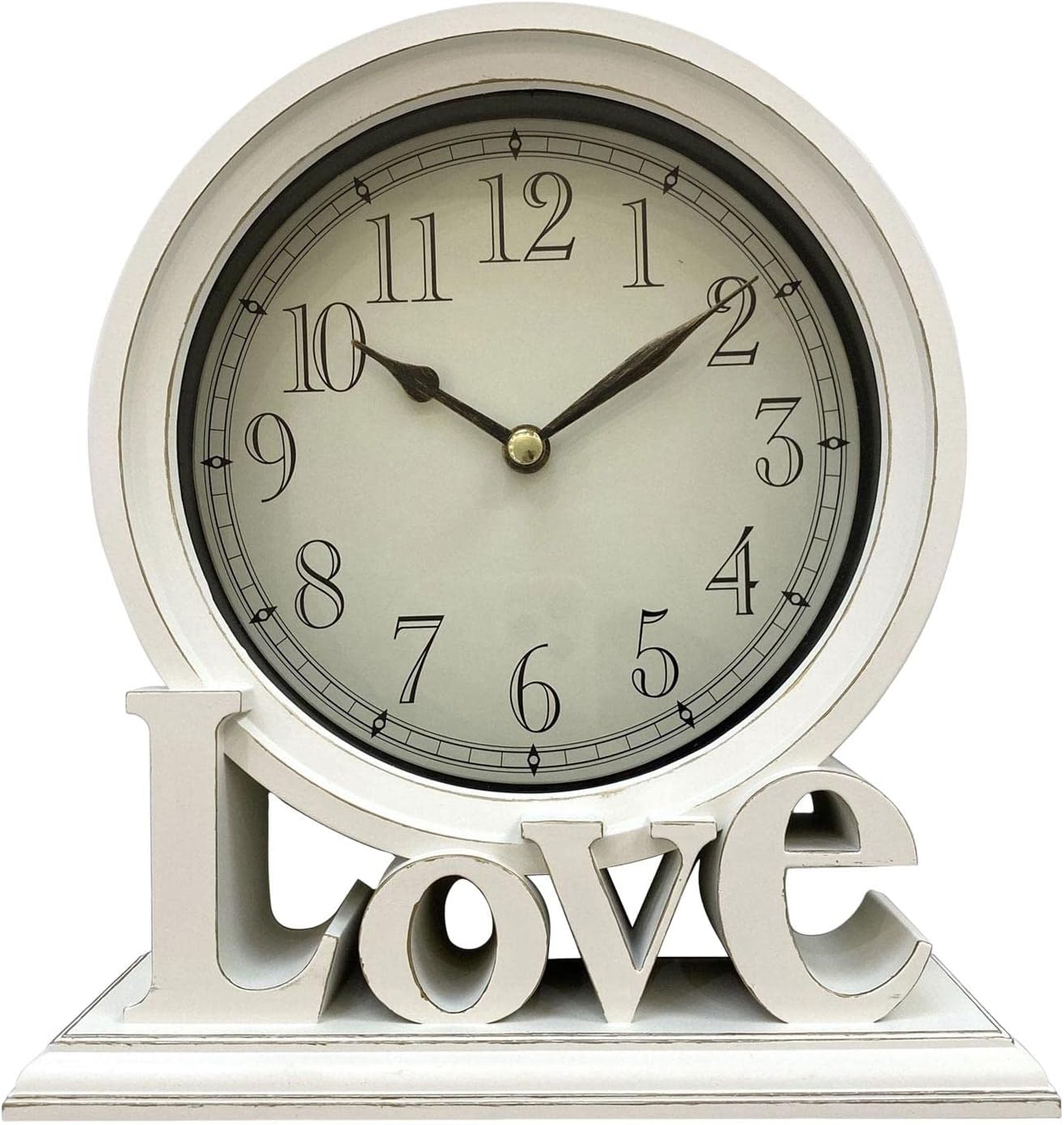 LOVIVER Round Desk Clock Mantel Clocks Silent Shelf Watches Table