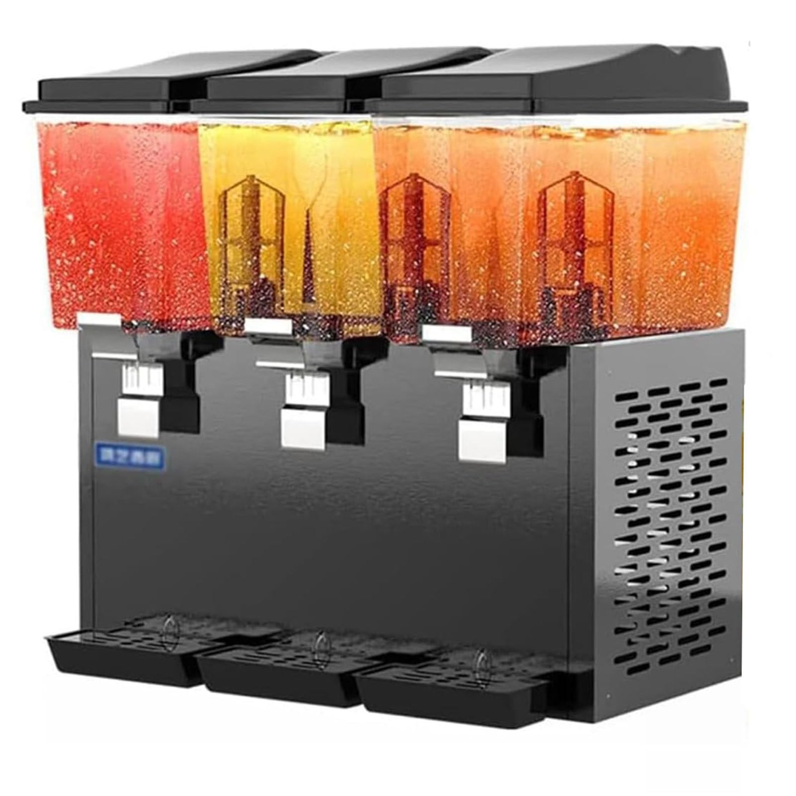 HCZKIUJY Juice Dispenser, Stainless Steel and Clear Glass, Commercial Beverage Dispenser with Three Heads for Breakfast Buffet, Bars, and Hotels (Black)