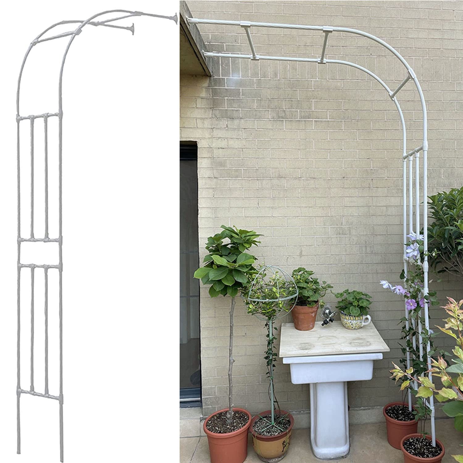 Construction tubulaire robuste pour arche de jardin semi-murale