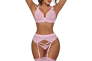 Women's Light Pink Lace Lingerie Set