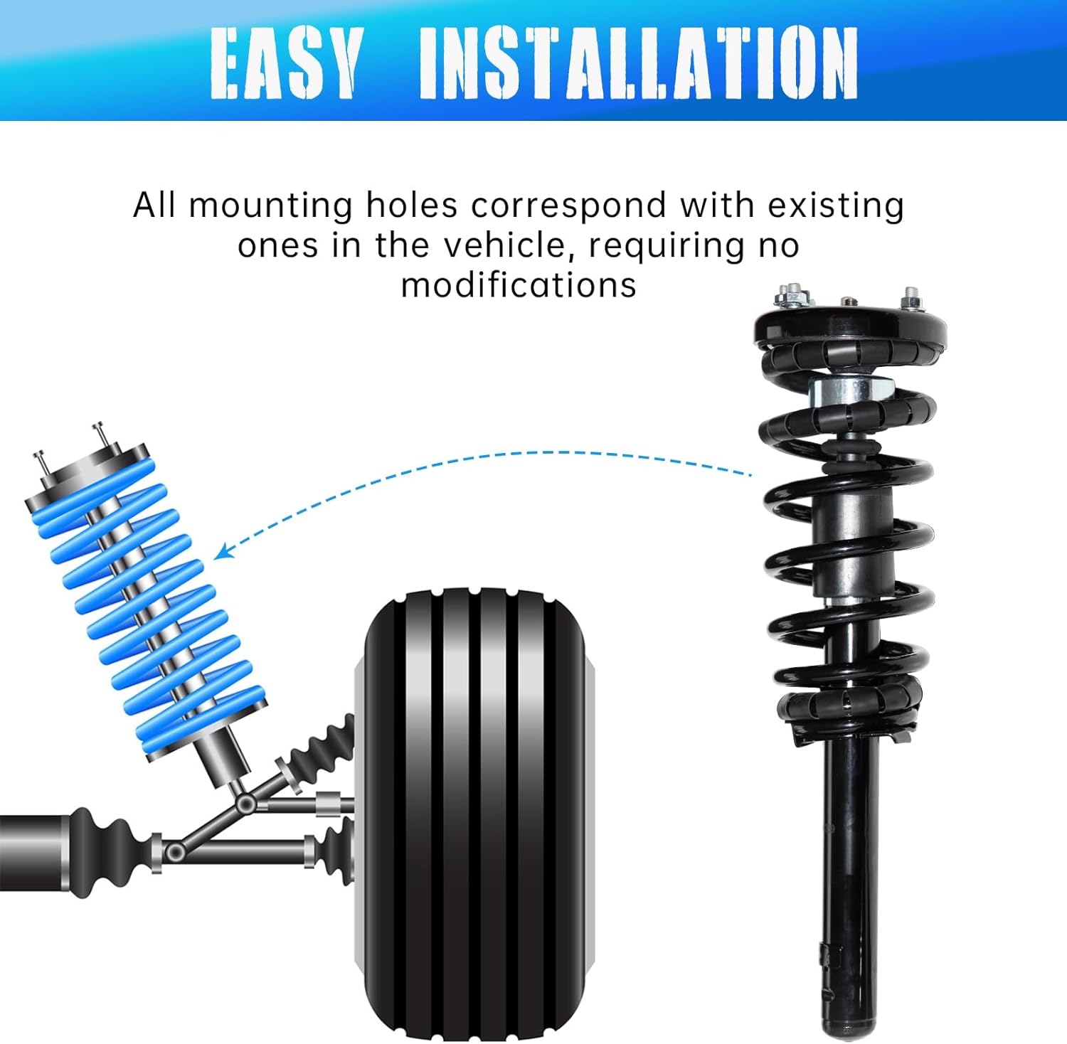 Front Pair Complete Struts with Coil Spring Assembly Compatible with 1998-2002 Honda Accord 171691R 171691L Shock Absorber Left & Right Side