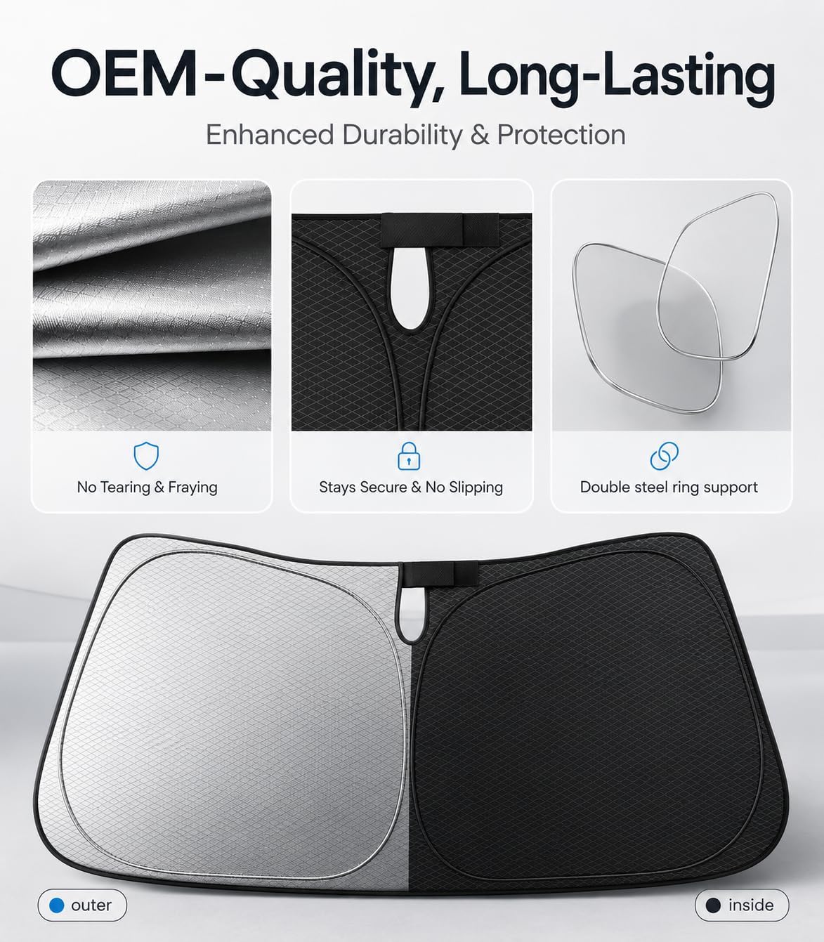 Zanch Custom Windshield Sun Shade for Tesla Model Y 2019-2026 (Juniper), 7-Layer UV & 100% Sun Blockage, 3D Scanned Fit, Interior Protection, Keep Car Cooler, Easy Storage & Foldable SUV Accessories