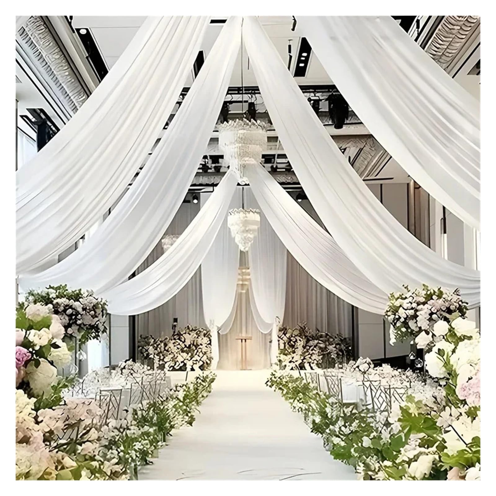 MDSIOKHJ Ceiling Drapes White Ceiling Drapes Wedding Arch Draping Fabric Decoration Sheer Tulle Curtain For Weddings Ceremony Birthday Party(White,150x300CM)