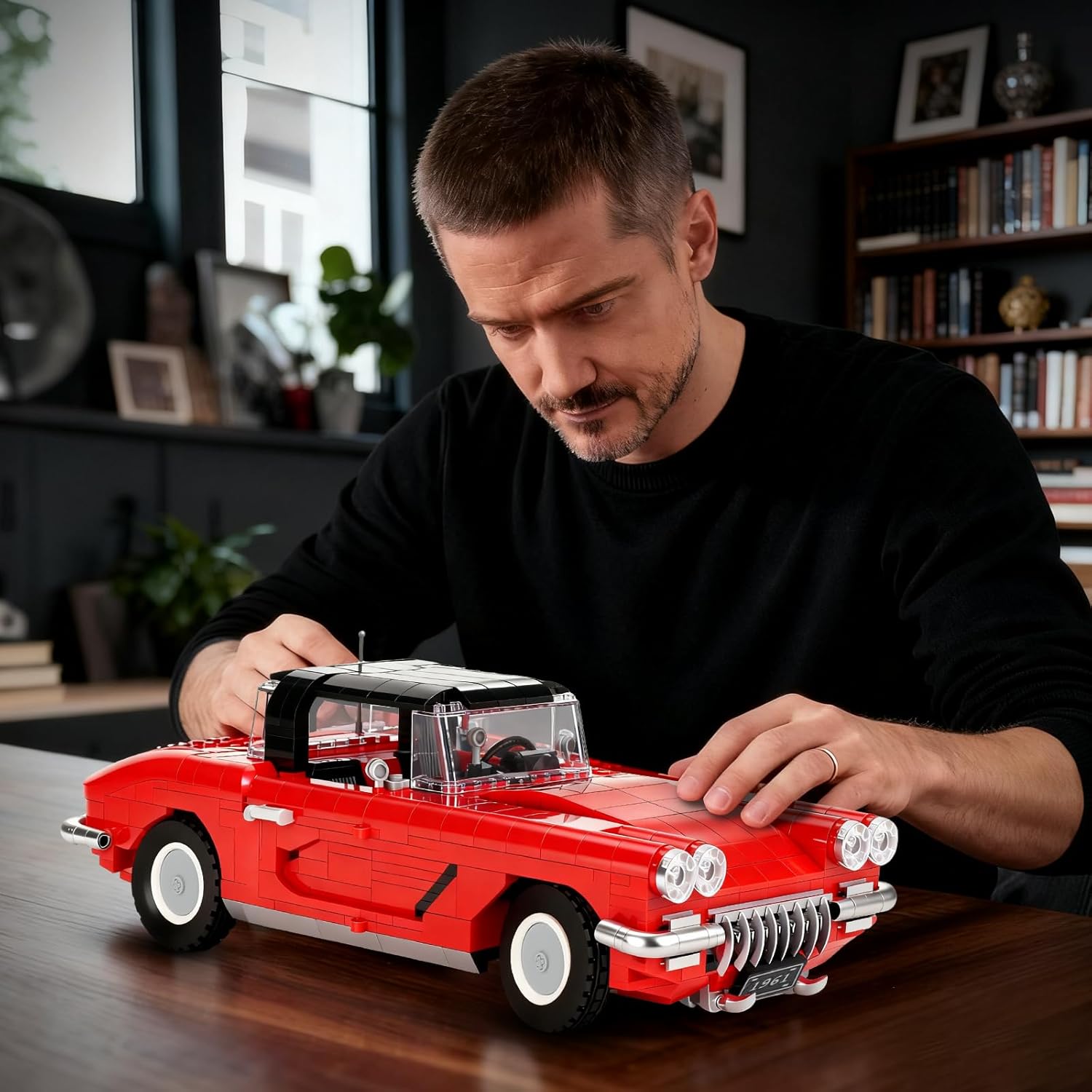 Car Model Building Set, Compatible with Lego Car 1285 PCS, Removable Roof Design, Steering Linkage System, Creative Building Toy, Halloween, Decoration for Teens & Adults 14+