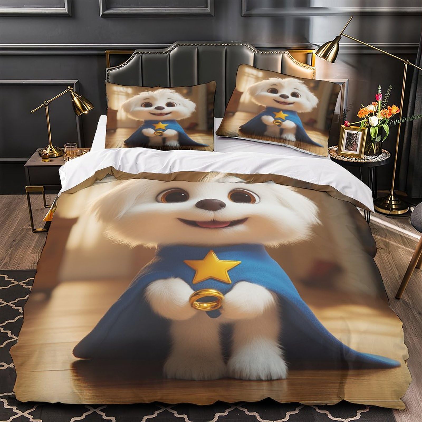 Drap de couette dessin animé chiot mignon 3D pour transformer la chambre des enfants