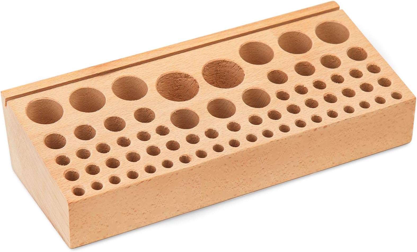 Leather Holder Tool Wooden, Leather Punch Craft Tool Rack 68 Holes Leathercraft Stand Holder Organizer Painting Brushes Holder for Leather Working Making Punch Tools Organizer Storage