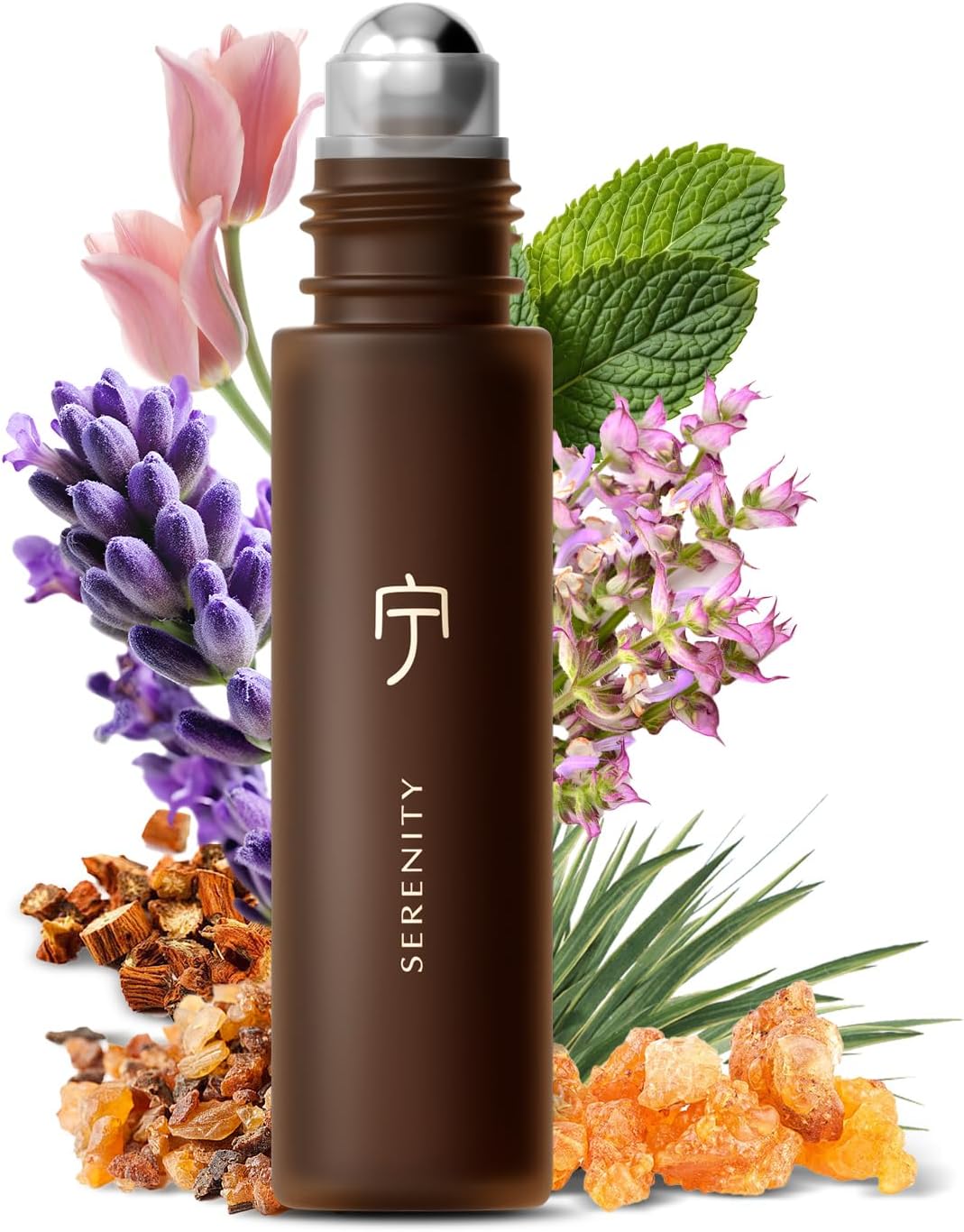 Serenity Calming Roll-On Essential Oil Blend for Stress Relief - with Lavender, Frankincense & Myrrh - 10ml Travel Size, Prediluted & Skin-Safe for Relaxation & Aromatherapy