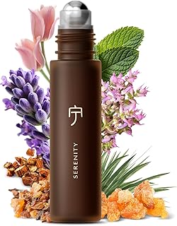 Serenity Essential Oil Roll On Blend for Stress Relief & Calm with Frankincense, Lavender & Peppermint - Travel Size 0.34 Fl Oz Natural Aromatherapy for Skin Convenience - 10ml Roller by Asanté Labs