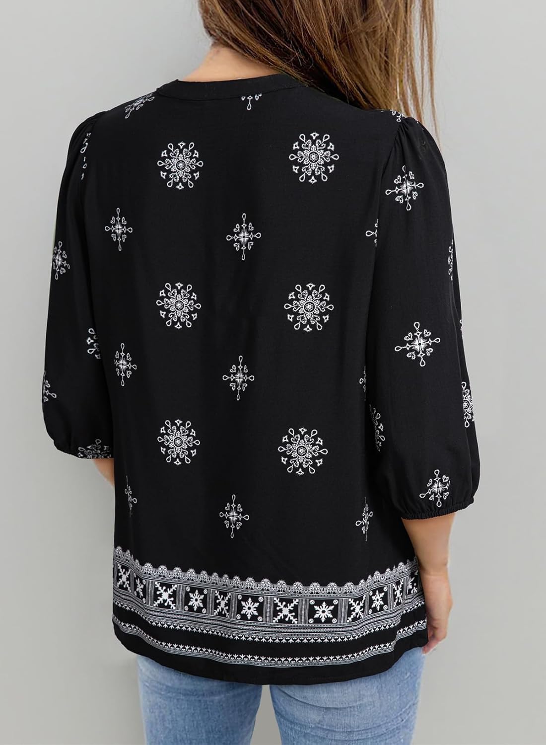 Dokotoo Womens Summer Tops Boho Floral Short Sleeve Button Down V Neck Peplum Babydoll Casual Loose Blouses Shirts - Image 3