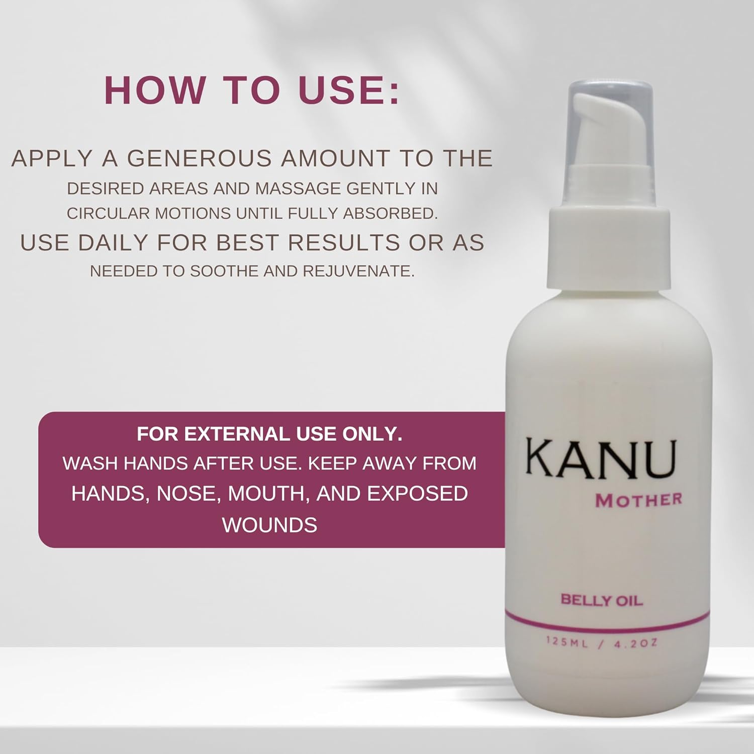 KANU Mother Belly Oil 4.2 oz- Scar and Stretch Mark Oil For Pregnant Women- Enriched with Almond Oil, Shea Butter And Vitamin E to Hydrate & Moisturize Skin- Hypoallergenic- Made in the USA