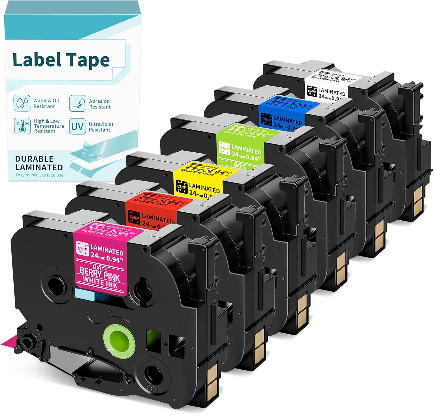 Vixic 24mm Label Tape Compatible with Brother P Touch TZe TZ Label Tape 24mm 0.94 Laminated Colored TZe-251 for PT-D600 PT-D610BT PT-P710BT PT-E720BT Label Maker & P780BT Labeler, 1 Inch, 6 Pack