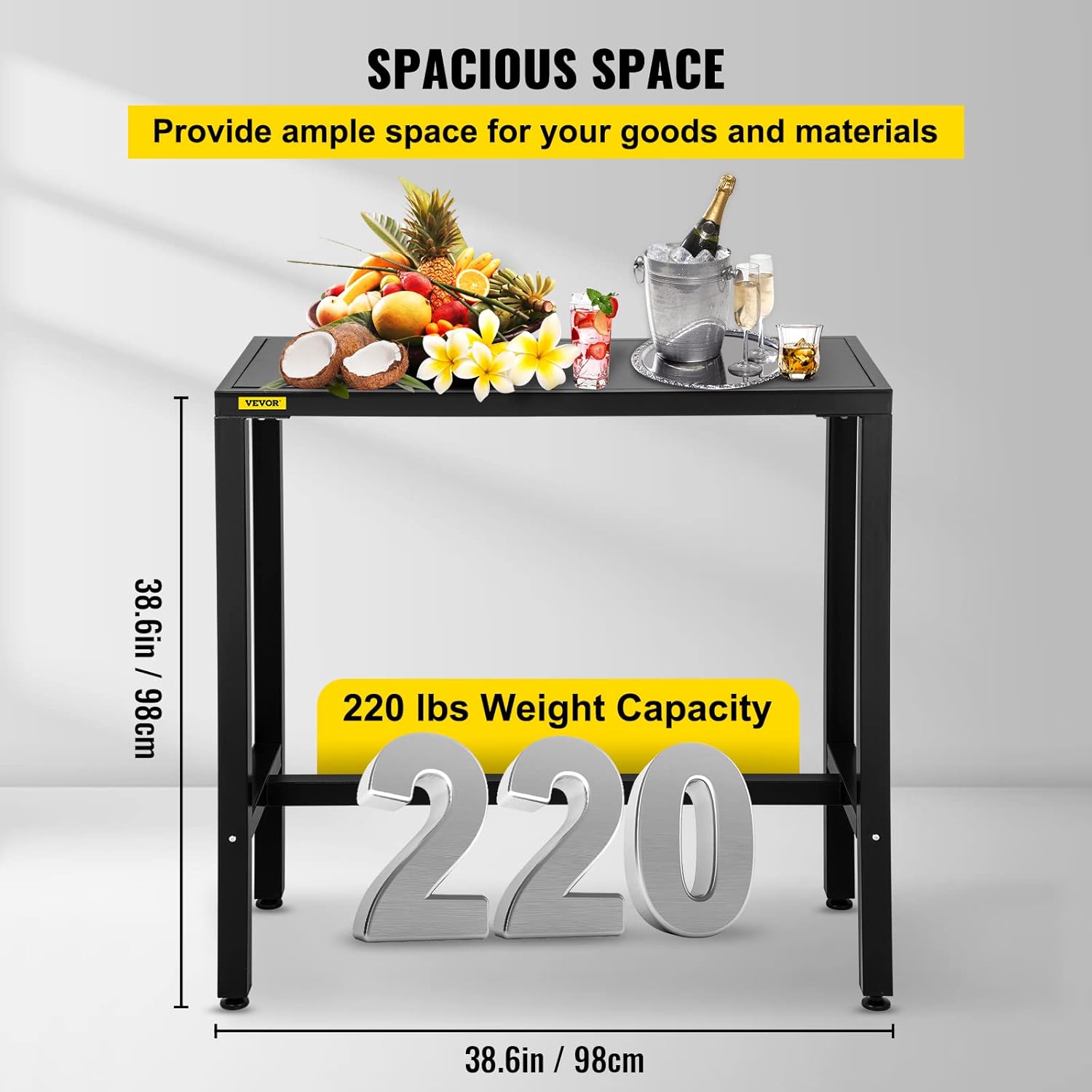 VEVOR Outdoor Bar Table, 38.6" L x 15" W x 38.6" H, Narrow Rectangular Height Pub Tables, Sturdy Metal Frame Tall Table Counter with Adjustable Feet, for Patio, Balcony, Dinning Room, Bistro, Garden : Everything Else