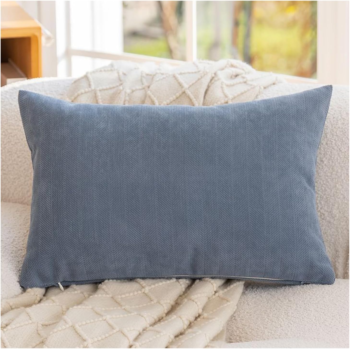 Chenille Pillow Covers 24" x 32", Elegant Textured Decorative Lumbar Throw Pillow Covers Neutral Pillowcase for Couch, Sofa, Living Room