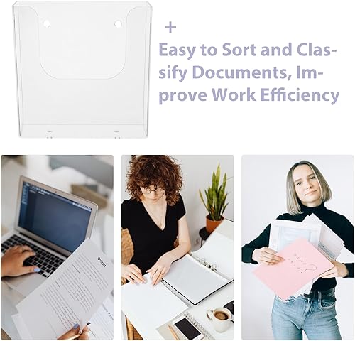 Miniatura 6 de STOBOK Revistero transparente de acrílico, con bolsillos para archivos, organizador de pared A5, organizador de archivos colgantes, organizador de