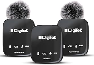 Digitek (DWM 101 Wireless Microphone System with ANC Noise Reduction, 360° Sound Capture, 100M Range, Upto 12 Hrs Working Time, for DSLR Camera, Android & iOS Smartphones, Seamless Audio Recording