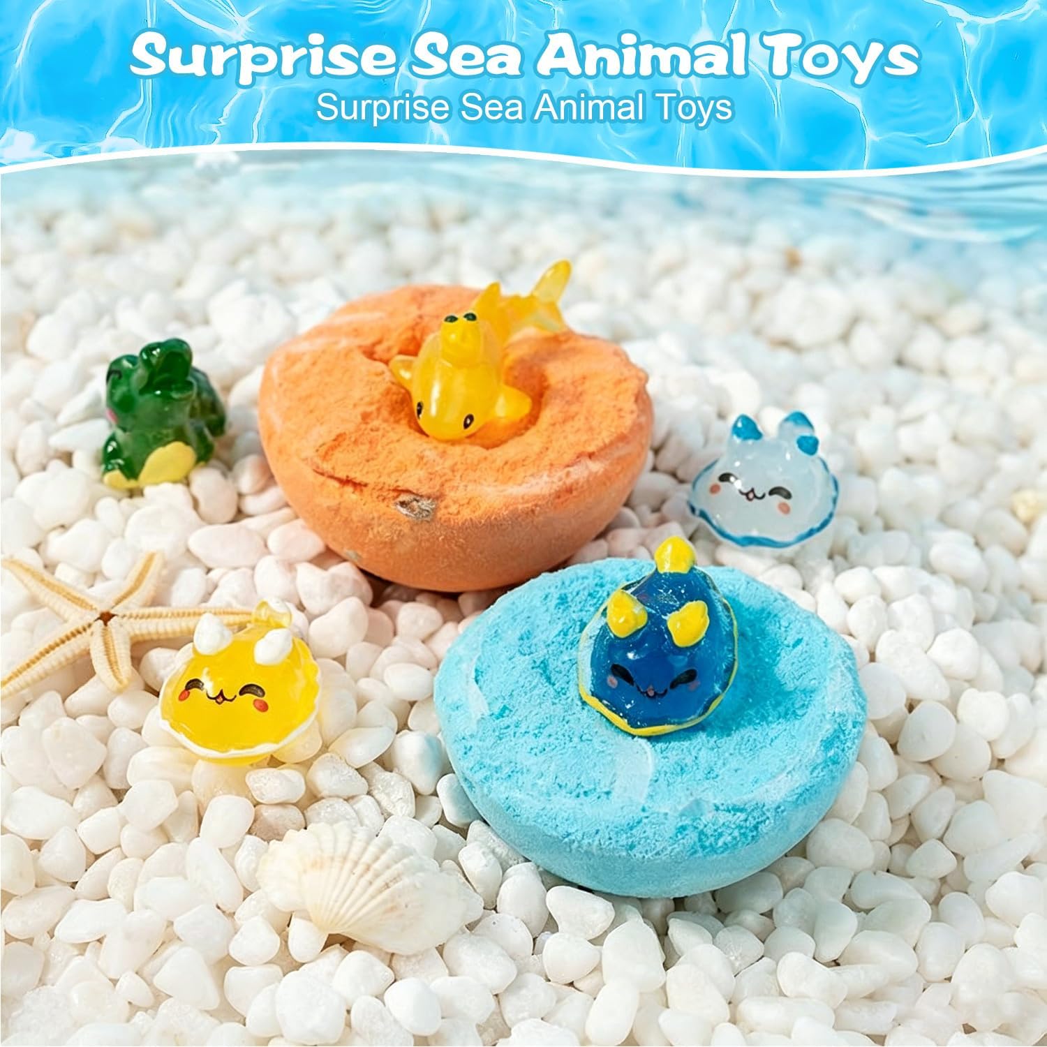 Bath Bombs with Toys Inside, 12 Pack Kids Bath Bombs with Surprise Inside, Play Fizz Bubble Bath Ball, Natural Organic Non Toxic Bath Bomb Gift Set for Boys Girls Toddler (Sea Animal 12Pcs)