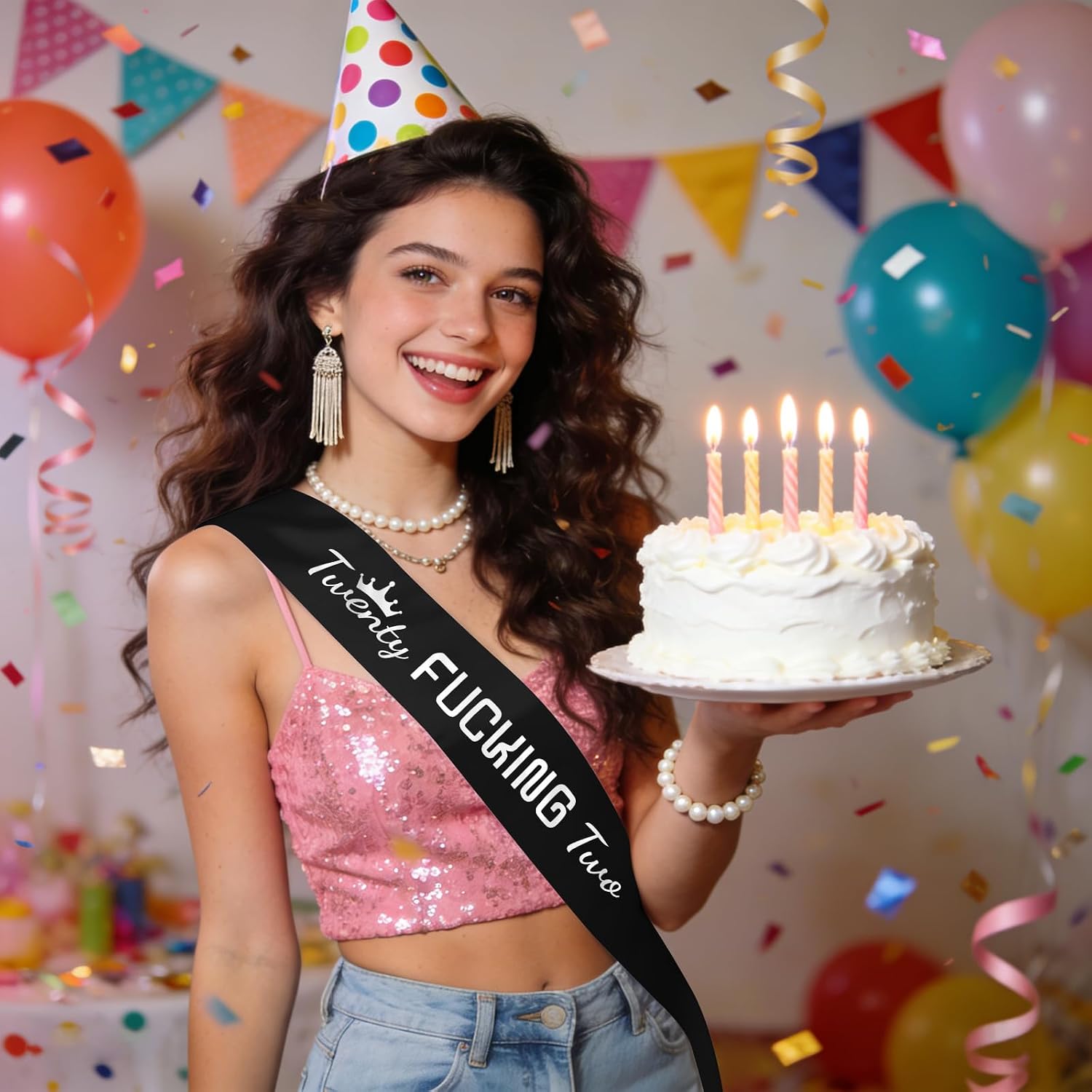 22nd Birthday Sash for Women Men Adult Girls Black Satin 22 Years Old Sash for Daughter Girlfriend Niece Friend Granddaughter Happy 22nd Birthday Party Supplies and Decoratio Black Satin Sashes