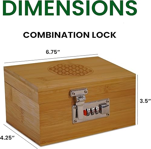 Miniatura 3 de Miracles Caja de almacenamiento de bambú – Caja de almacenamiento decorativa con tapa y cerradura combinada – Caja de bambú con accesorios