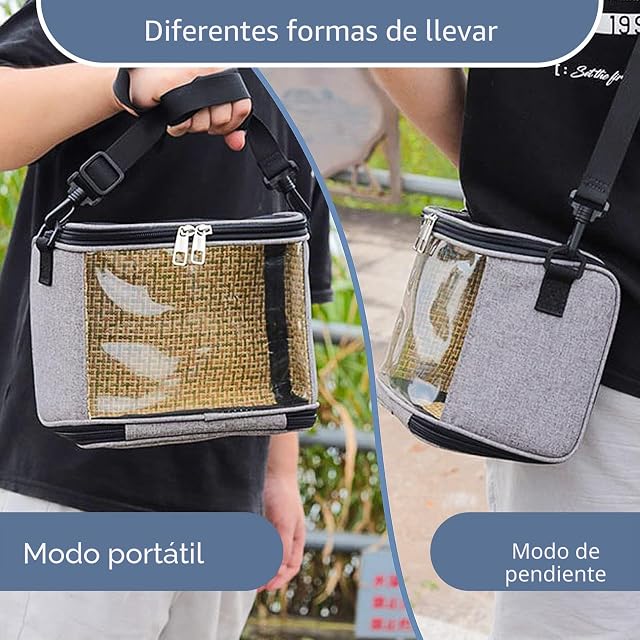 Foto 7 de 7 de PETCUTE Bolsa de transporte para pájaros, mochila de papagayo, bolsa de transporte de pájaros