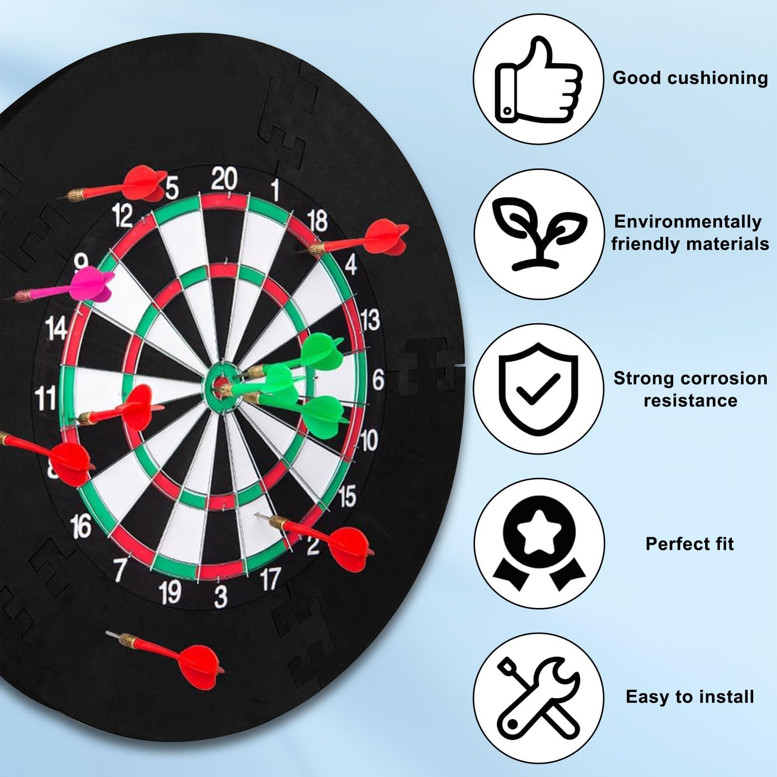 Dart Schutzring – Dartboard Surround für 45 cm Dartscheibe – Dartscheibe Rundum Schutz & Dartwand Schutz Zubehör, Gesamt- 72 cm