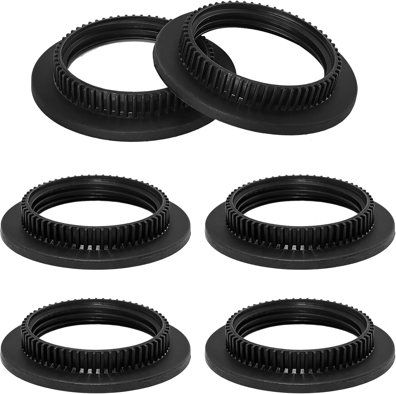 6PCS E27 Light Socket Shade Ring Lamp Shade Collar Rings ID 1.5 inches 38 mm E27/E26 Screw on Collar Ring for Medium Base Threaded Sockets Fit Hanging Lights Floor Lamps Plastic Black