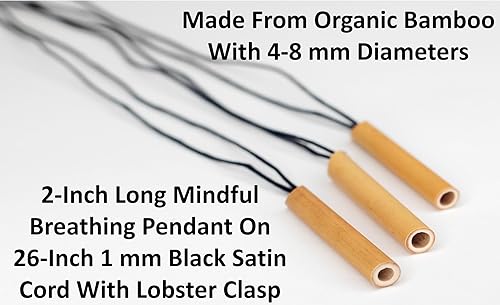 Miniatura 8 de Paquete de 3 collares de paja de respiración consciente para alivio natural de la ansiedad, joyería de trabajo de respiración de yoga para